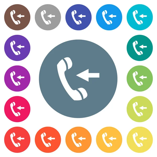 Incoming Phone Call Flat White Icons Color Backgrounds Background Color — Stock Vector