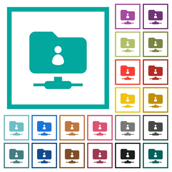 Propriétaire Répertoire Ftp Icônes Couleur Plates Avec Cadres Quadrants Sur — Image vectorielle