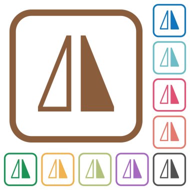 Yuvarlak renkli kare kare beyaz arka plan üzerinde yatay basit simgeler çevirin