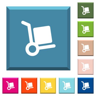 El kamyon beyaz simgeleri çeşitli moda renklerde ucu keskin kare düğmeleri