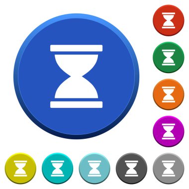 Kum saati yuvarlak renk eğimli düğmeleri ile pürüzsüz yüzeylerde ve düz beyaz simgeler