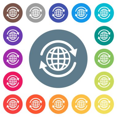 Yuvarlak renkli arka planlar Uluslararası düz beyaz simgeleri. 17 arka plan renk değişimleri dahil.