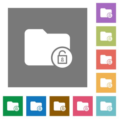 Basit renkli kare arka planlar üzerinde dizin düz simgelerin kilidini açmak