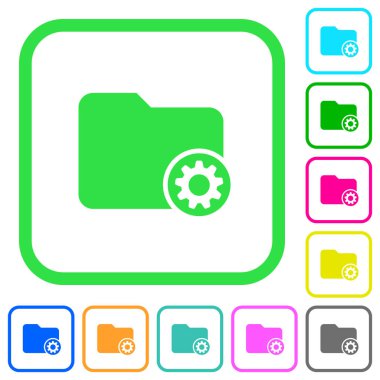 Beyaz arka plan üzerinde eğri sınırları içinde düz simgeler dizini ayarlarını canlı renkte