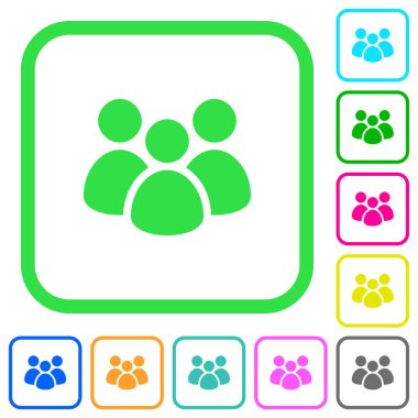 Beyaz arka plan üzerinde eğri sınırları takım canlı renkli düz simgeler