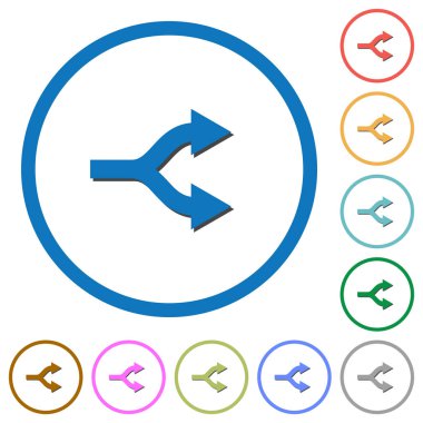 Oklar düz renk vektör simgeler beyaz arka plan üzerinde yuvarlak özetliyor gölgelerde ile bölme