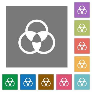 Renk düz simgeler basit renkli kare arka planlar üzerinde karıştırma