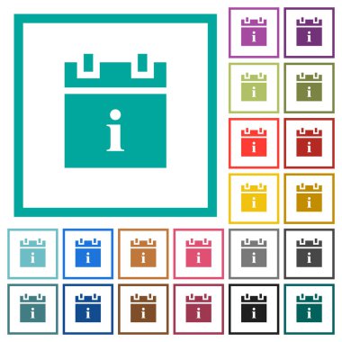 Bilgi düz renk simgeleri beyaz arka plan üzerinde çeyreği çerçevelerle zamanlama