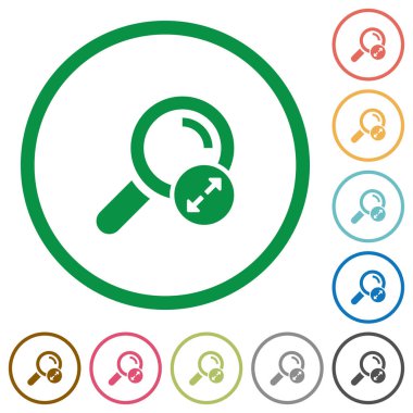 Arama sonuçları düz renk simgeleri beyaz arka plan üzerinde yuvarlak anahatları genişletme