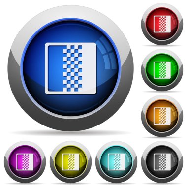 Renk Gradyan kutsal kişilerin resmi içinde parlak düğmeler ile çelik çerçevelemek yuvarlak