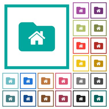 Giriş klasörü düz renk simgeleri beyaz arka plan üzerinde çeyreği çerçeveli