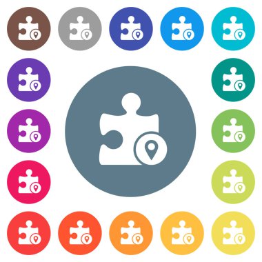 GPS eklenti düz beyaz simgeleri yuvarlak renkli arka planlar. 17 arka plan renk değişimleri dahil.