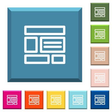 Web düzen beyaz simgeler çeşitli moda renklerde ucu keskin kare düğmeleri