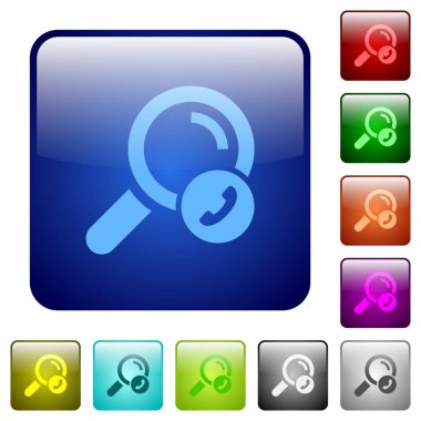 Arama telefon numarası simgeleri Yuvarlatılmış kare renk parlak düğme kümesi