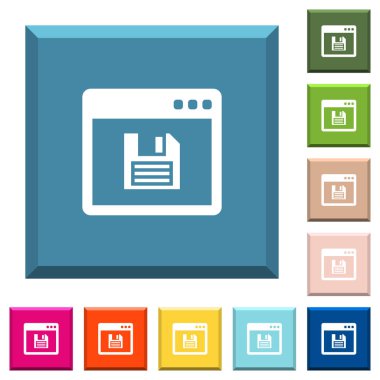 Uygulama beyaz simgeleri çeşitli moda renklerde ucu keskin kare düğmeleri tasarruf edin