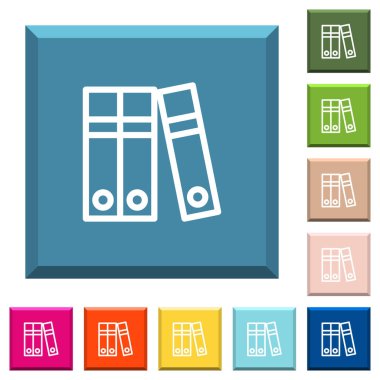 Belge klasörleri beyaz simgeleri çeşitli moda renklerde ucu keskin kare düğmeleri