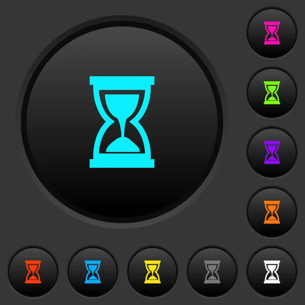 Reloj Arena Botones Oscuros Con Iconos Color Vivos Sobre Fondo — Vector de stock