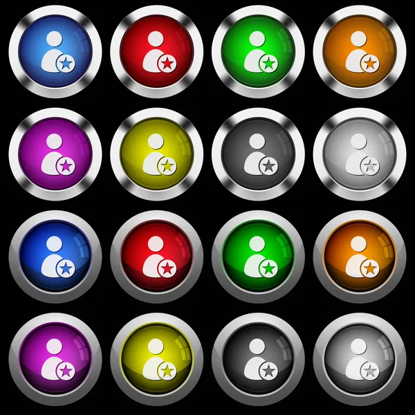 Classifique Ícones Brancos Usuário Botões Brilhantes Redondos Com Armações Aço —  Vetores de Stock