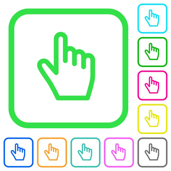 Iconos Planos Colores Vivos Del Cursor Mano Bordes Curvos Sobre — Vector de stock