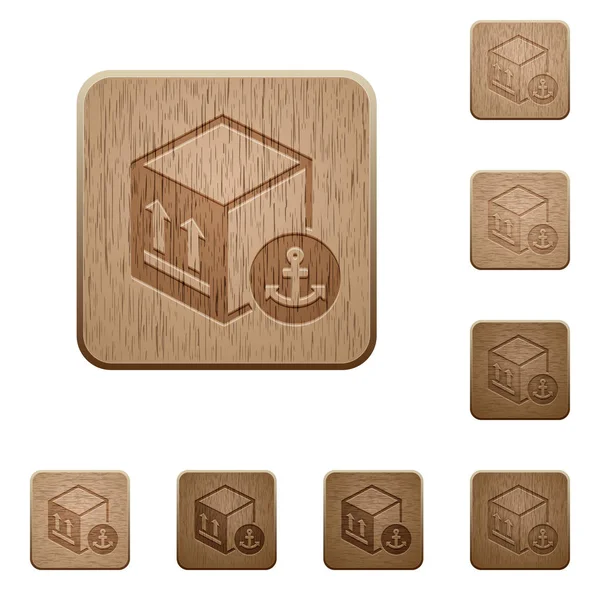 Sea package transportation on rounded square carved wooden button styles