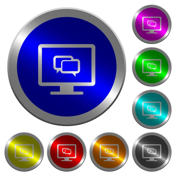 Iconos Aplicación Chat Botones Acero Color Luminoso Redondo Tipo Moneda — Archivo Imágenes Vectoriales