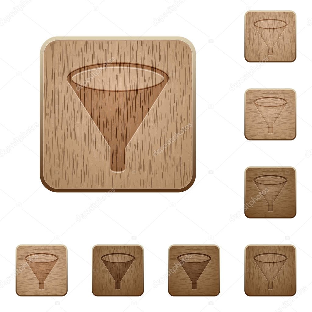 Funnel on rounded square carved wooden button styles
