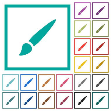 Düz renk simgeleri çeyreği çerçeveler ile beyaz arka plan üzerinde fırça