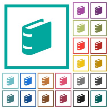 Dörtgen Bölümlü kare beyaz arka plan üzerinde ile tek kitap düz renk simgeleri