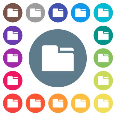 Klasör düz beyaz simgeleri yuvarlak renkli arka planlar üzerinde sekme. 17 arka plan renk değişimleri dahil.