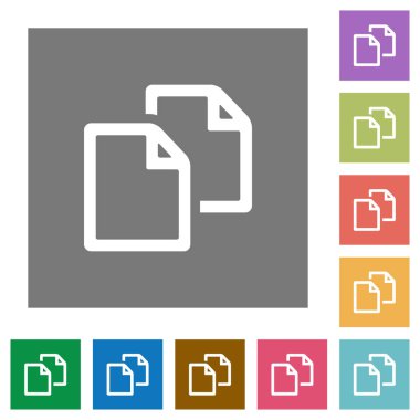 Belge düz simgeler basit renkli kare arka planlar üzerinde kopyalama