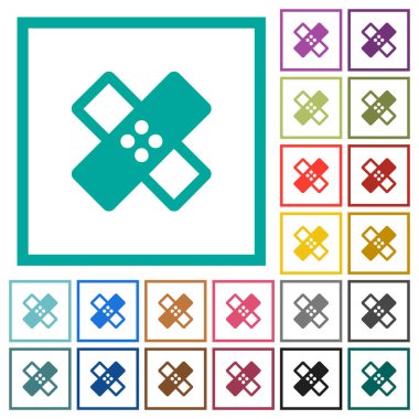 Grup beyaz arka plan üzerinde çeyreği çerçevelerle düz renk simgeleri yardım