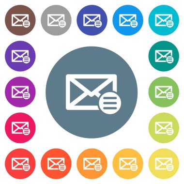 Posta renkli arka planlar yuvarlak düz beyaz simgeleri seçenekleri. 17 arka plan renk değişimleri dahil.