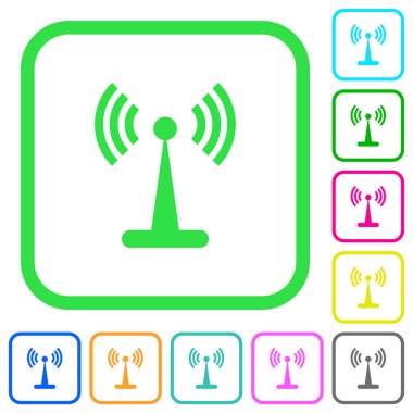 WLAN ağ beyaz arka plan üzerinde eğri sınırları içinde canlı renkli düz simgeler