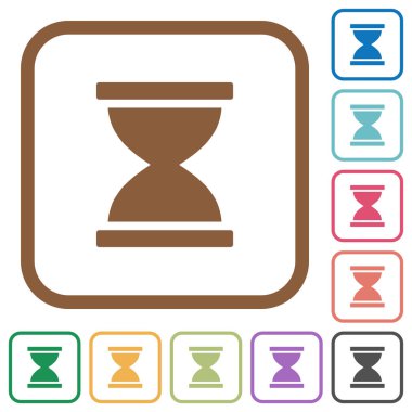 Kare kare beyaz arka plan üzerinde renkli kum saati basit simgeler yuvarlak