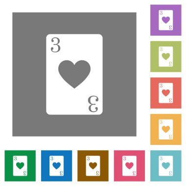 Kupa üçlüsü basit renkli kare arka planlar üzerinde düz simgeler kartı