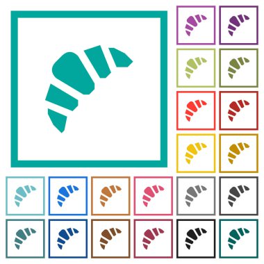 Fırın düz renk simgeleri beyaz arka plan üzerinde çeyreği çerçeveli