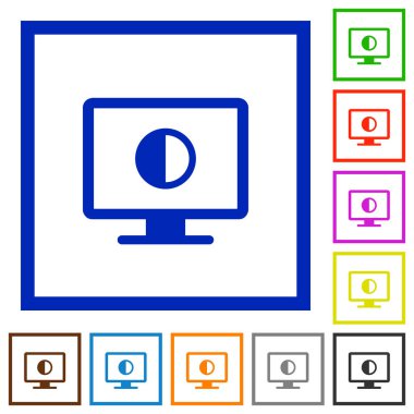 Kare kare beyaz arka plan üzerinde ekran kontrast düz renk simgeleri ayarlamak