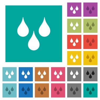 Su çok düz simgeler düz kare arka plan üzerinde renkli bırakır. Beyaz ve koyu kutsal kişilerin resmi varyasyon hover veya etkin efektleri dahil.