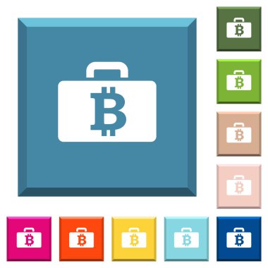 Bitcoin çanta beyaz simgeleri çeşitli moda renklerde ucu keskin kare düğmeleri