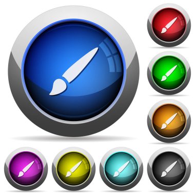 Yuvarlak fırça simgeler çelik çerçeve ile parlak düğmeler