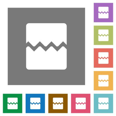 Sayfa sonu düz simgesi basit renkli kare arka planlar üzerinde