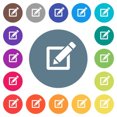 Düzenleme kutusunu yuvarlak renkli arka planlar üzerinde kalem düz beyaz simgelerle. 17 arka plan renk değişimleri dahil.