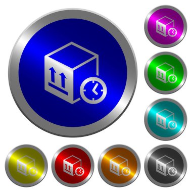 Yuvarlak paket Sevkiyat zamanı simgeler üzerinde parlak sikke benzeri renk çelik düğmeleri