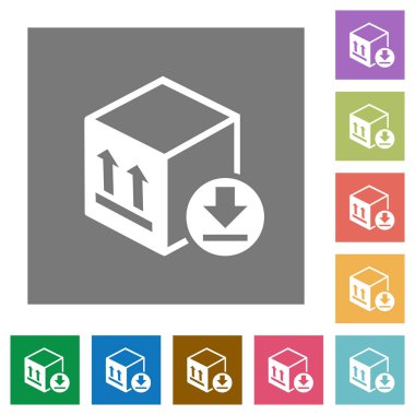 Paket varış düz simgeler basit üzerinde kare arka planlar renk