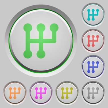 Manuel vardiya oyulmuş simgeler Yuvarlatılmış kare parlak çelik düğmeler