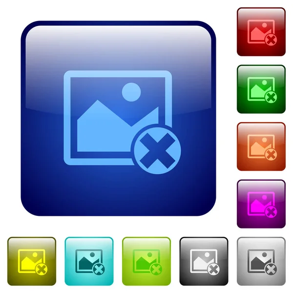 Cancel Image Operations Icons Rounded Square Color Glossy Button Set — Stock Vector