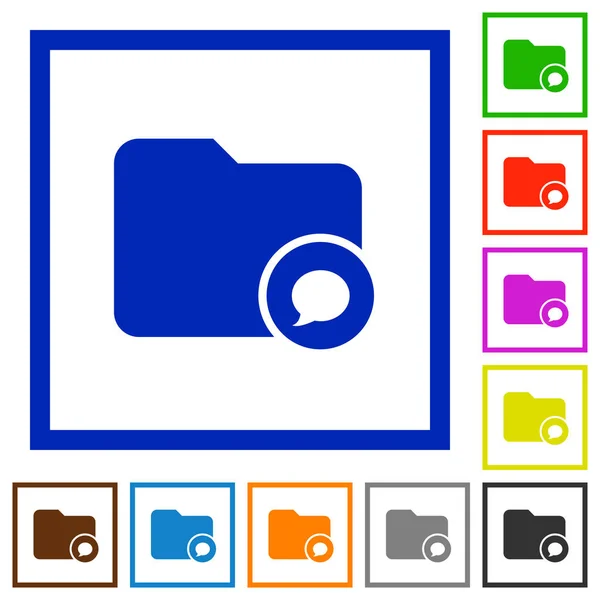 Directory Meldingen Vlakke Gekleurde Pictogrammen Vierkante Frames Witte Achtergrond — Stockvector