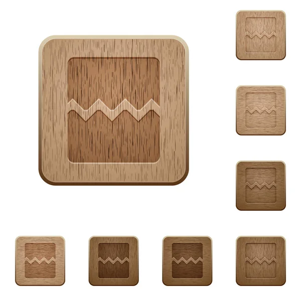 角丸正方形で改ページ刻まれた木製ボタンのスタイル — ストックベクタ