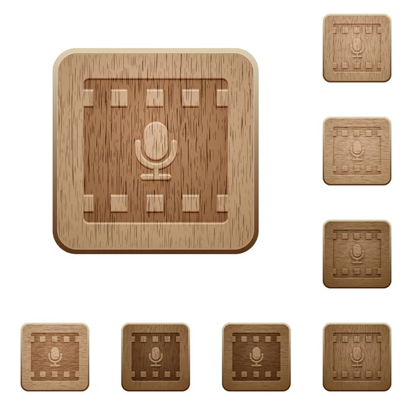 Movie Voice Rounded Square Carved Wooden Button Styles — Stock Vector