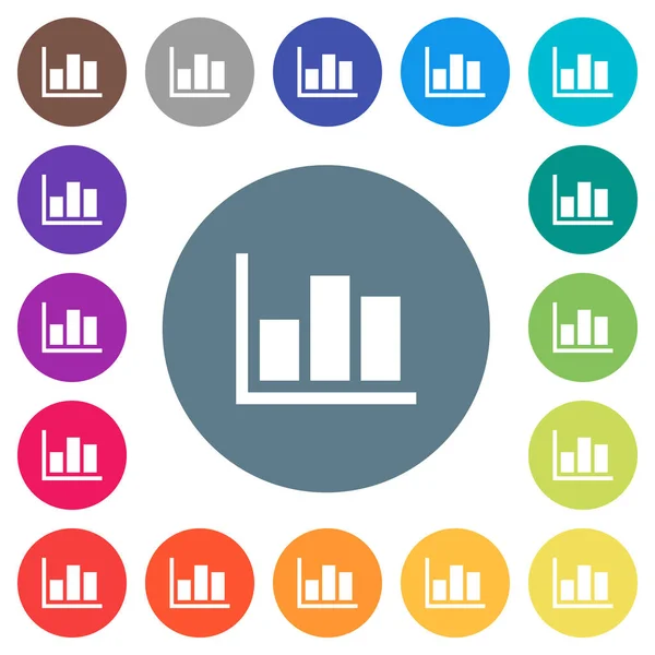 Statisztikák Lapos Fehér Ikonok Kör Egyszínű Háttérrel Háttér Szín Eltérések — Stock Vector